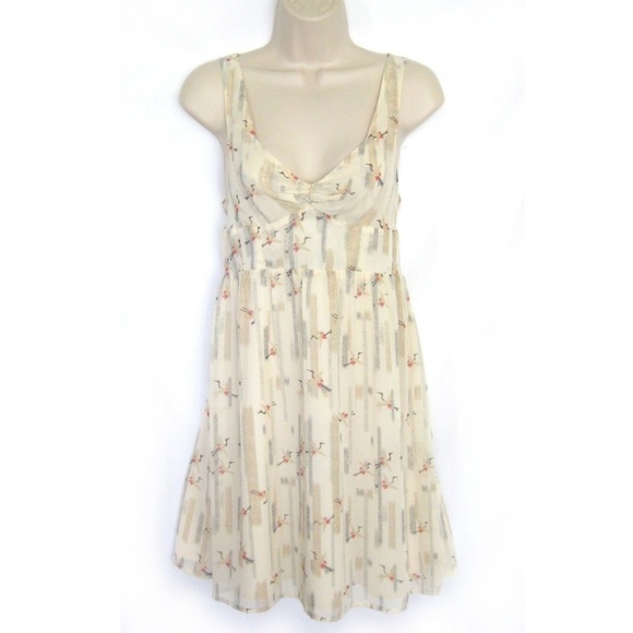 silence + noise Dress Asian Birds Cranes Open Back - Picture 2 of 8